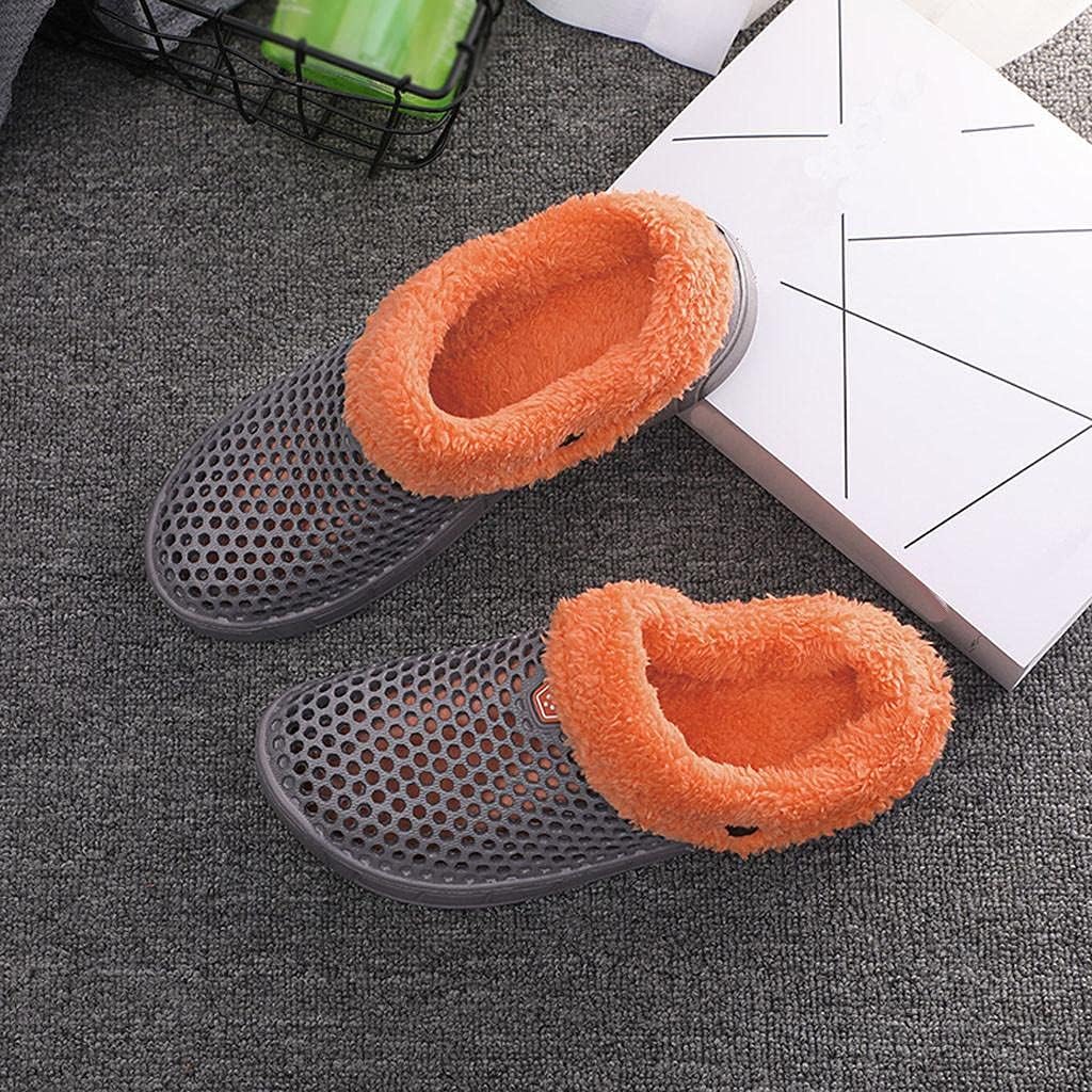 Женские и мужские тапочки Hbeylia Fuzzy Mule Clogs, дышащие с вырезами, с мемори-пеной, домашние обувь, водонепроницаемые, с меховой подкладкой, для сада, зимние теплые домашние шлепанцы, для дома и улицы, пляжные мюли, серый — фото 4