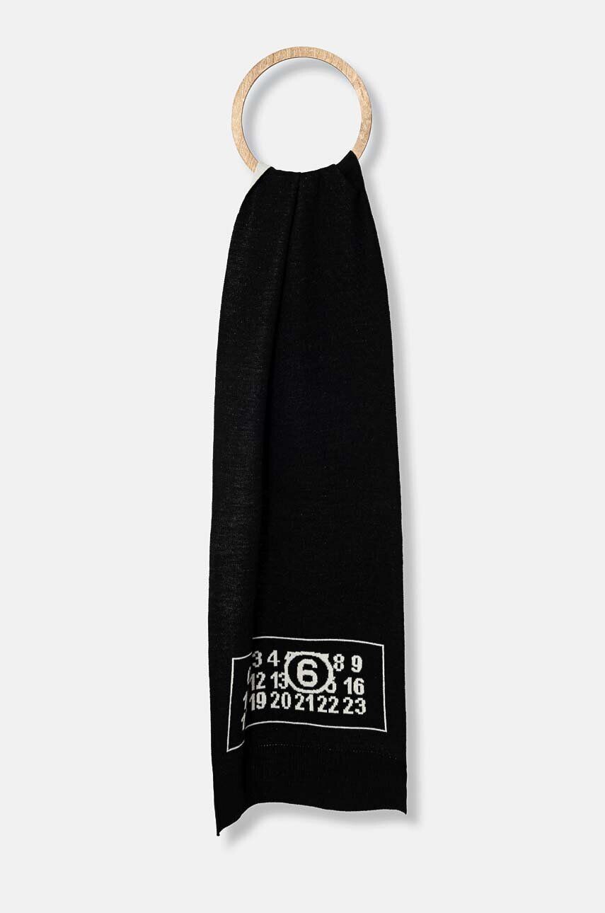 

Шарф с добавлением шерсти MM6 Maison Margiela, черный