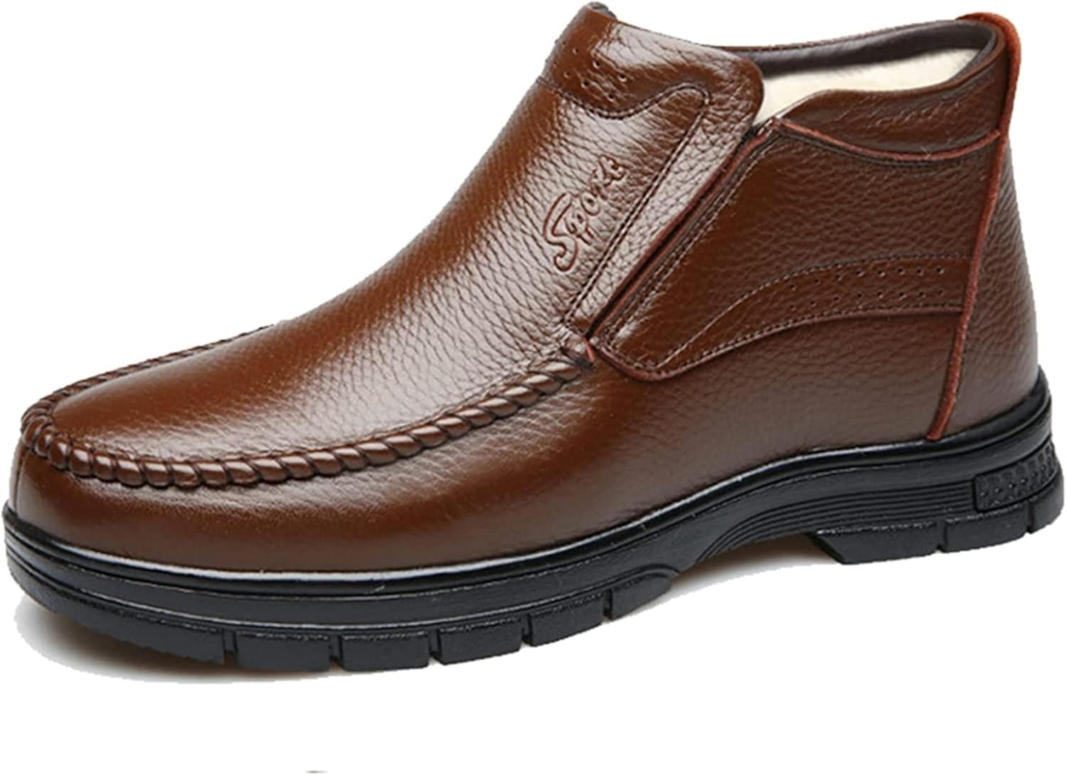 

Мужские короткие кожаные ботинки Yiozoi для дома и улицы, высокие, с теплым бархатом, рабочие, повседневные ботинки до щиколотки, коричневый