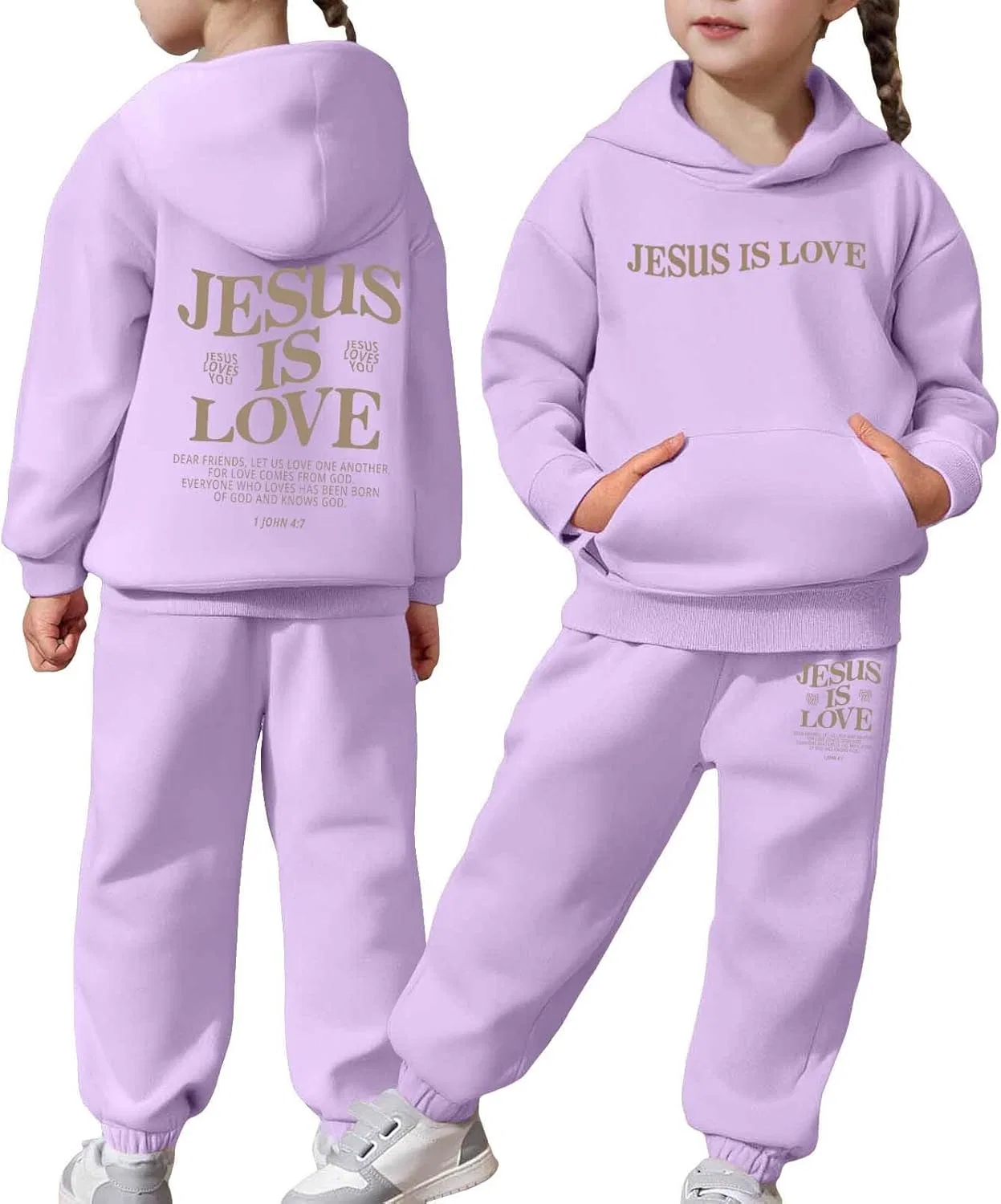 Детский спортивный костюм с принтом Trust in The Lord Jesus, фиолетовый