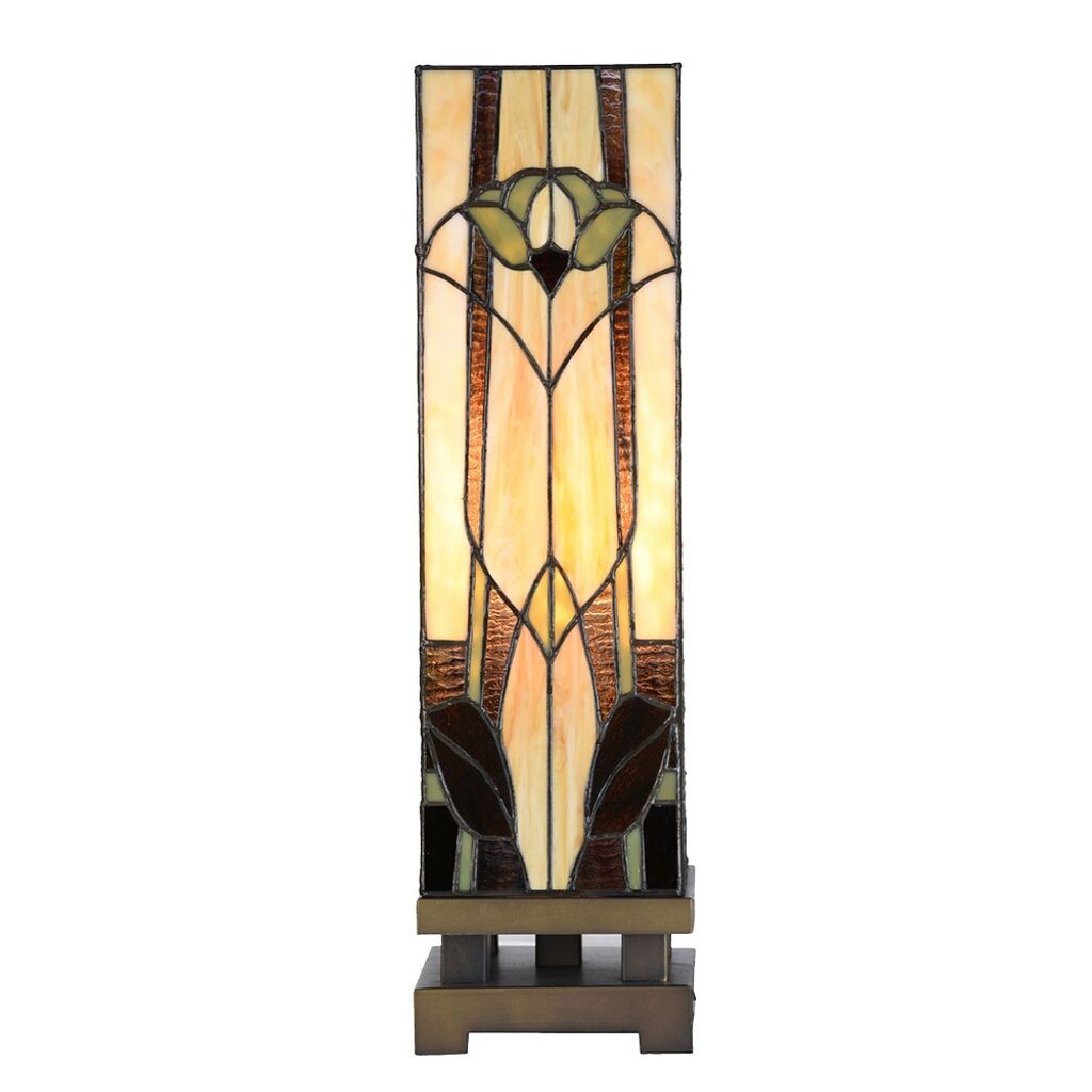 

Настольная лампа Clayre & Eef Tiffany 15x15x54 см бежевый коричневый стекло Clayre&Eef