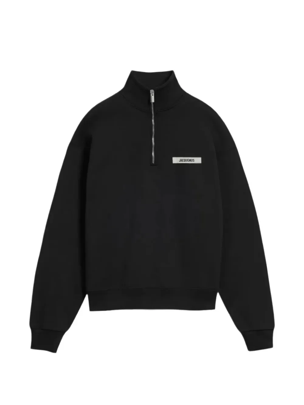 Свитшот с половинной молнией и отделкой из гросгрейна JACQUEMUS, черный