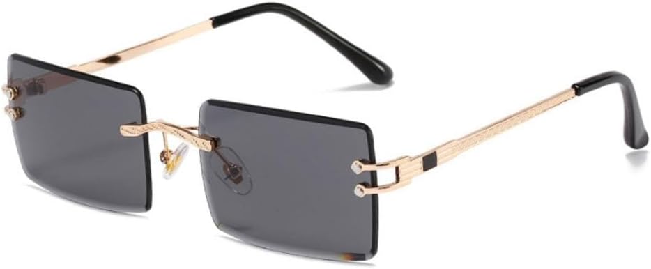 

Солнцезащитные очки MUTYNE прямоугольной формы без оправы для женщин, модные квадратные очки без оправы для мужчин, защита от ультрафиолета UV400, ультралегкие очки, унисекс, Gold Black