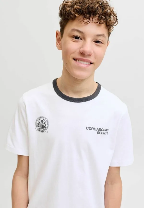 Футболка, футболка для подростков, футболка с принтом Jack & Jones Junior, Bright White — фото 4
