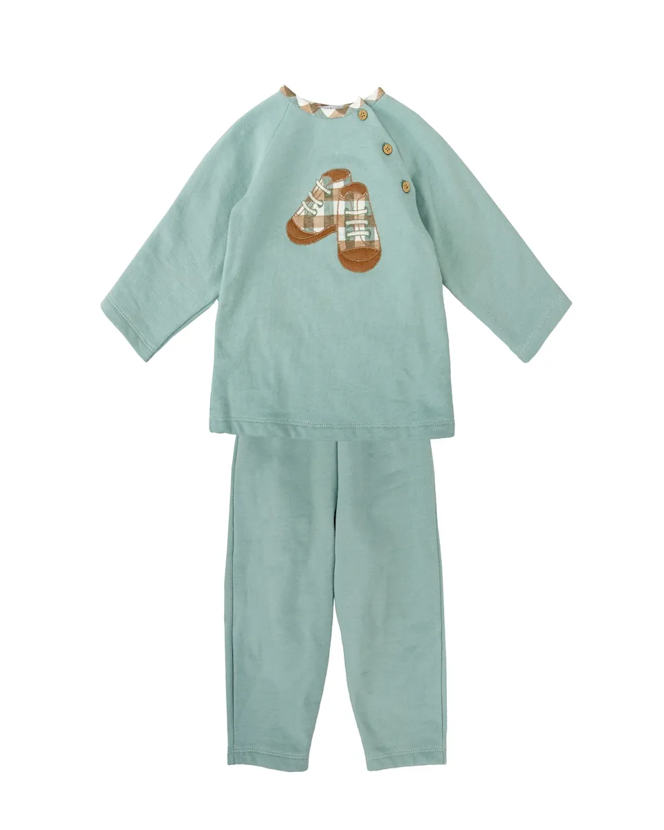 

Детский спортивный костюм с круглым вырезом свитера и подходящими брюками BABIDÚ, зеленый