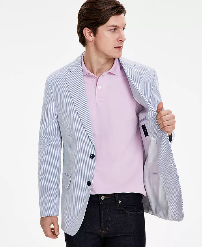 Мужской спортивный пиджак Modern-Fit из ткани в полоску Tommy Hilfiger, мультиколор — фото 4