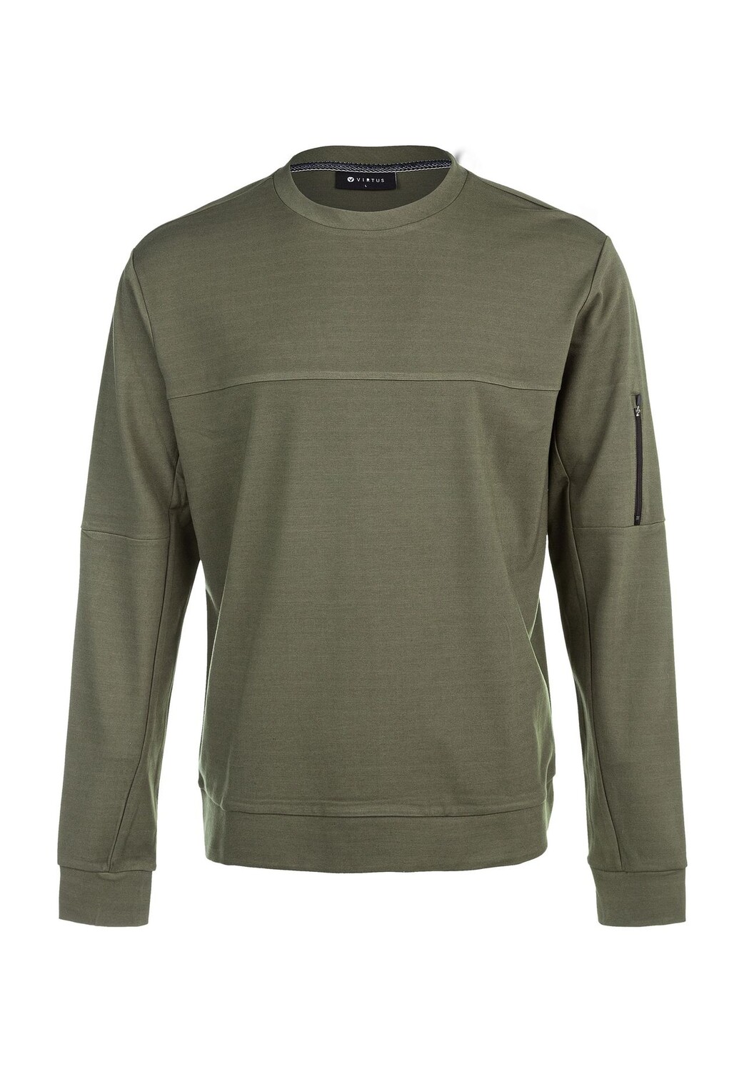 

Толстовка Leislon M с круглым вырезом и практичным карманом на рукаве VIRTUS, оливковый