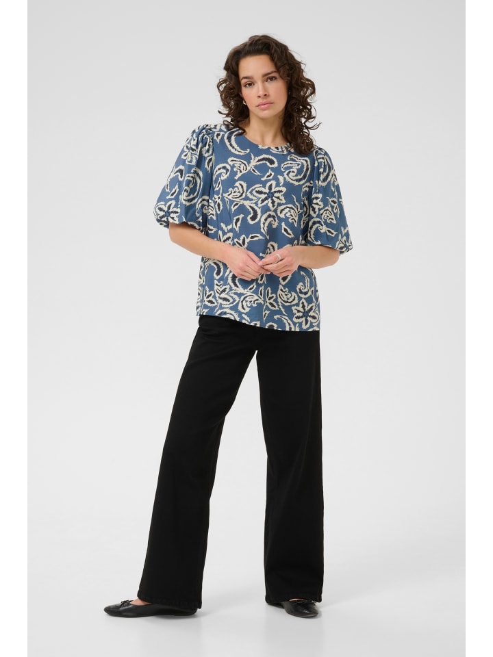 

Kaffe Блузка с длинными рукавами KAdahlia облегающего кроя, цвет Bering Sea/White Paisley