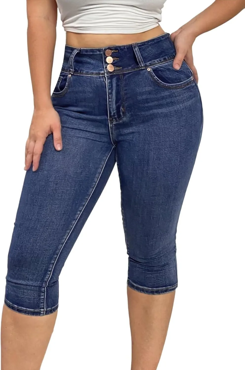 

Flamingals джинсы скинни для женщин Mid Waist, стрейч, Pull On