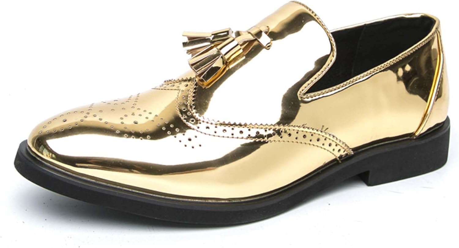 

Мужские деловые формальные туфли, модные лоферы с заостренным носком, оксфорды, повседневная униформа, легкие и удобные, нескользящие, дышащие Generic, золотой