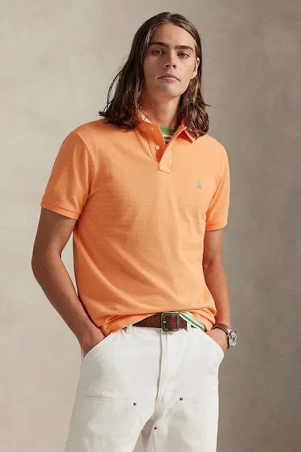 Футболка поло из хлопка slim fit Polo Ralph Lauren, оранжевый