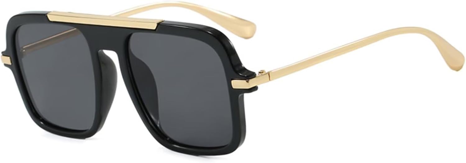 

Модные дизайнерские солнцезащитные очки-авиаторы большого размера для женщин и мужчин, ретро-стиль, квадратная форма, плоская верхняя планка, золотистый цвет, не спутываются DQbhzh, Black Frame-gray Lens