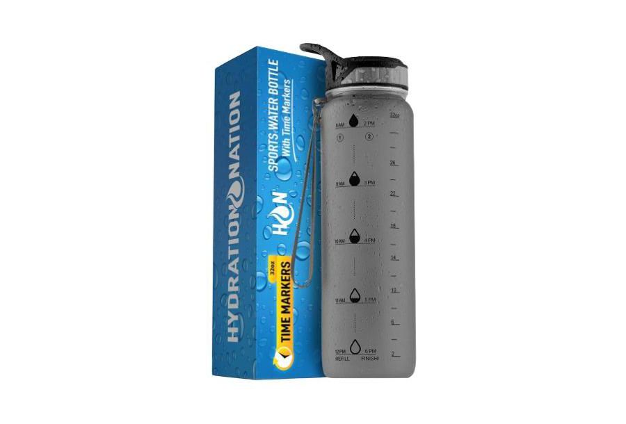 

Бутылка для воды Hydration Nation с отметкой времени, 955 мл (32 унции) Zulay Kitchen, серый