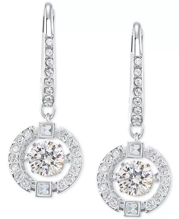 

Серьги-Подвески с хрустальными клетками серебристого оттенка Swarovski, silver