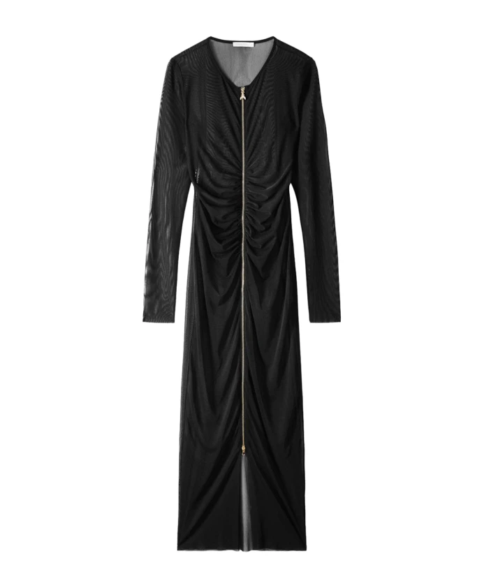 

Длинное черное прозрачное тюлевое платье Patrizia Pepe, черный