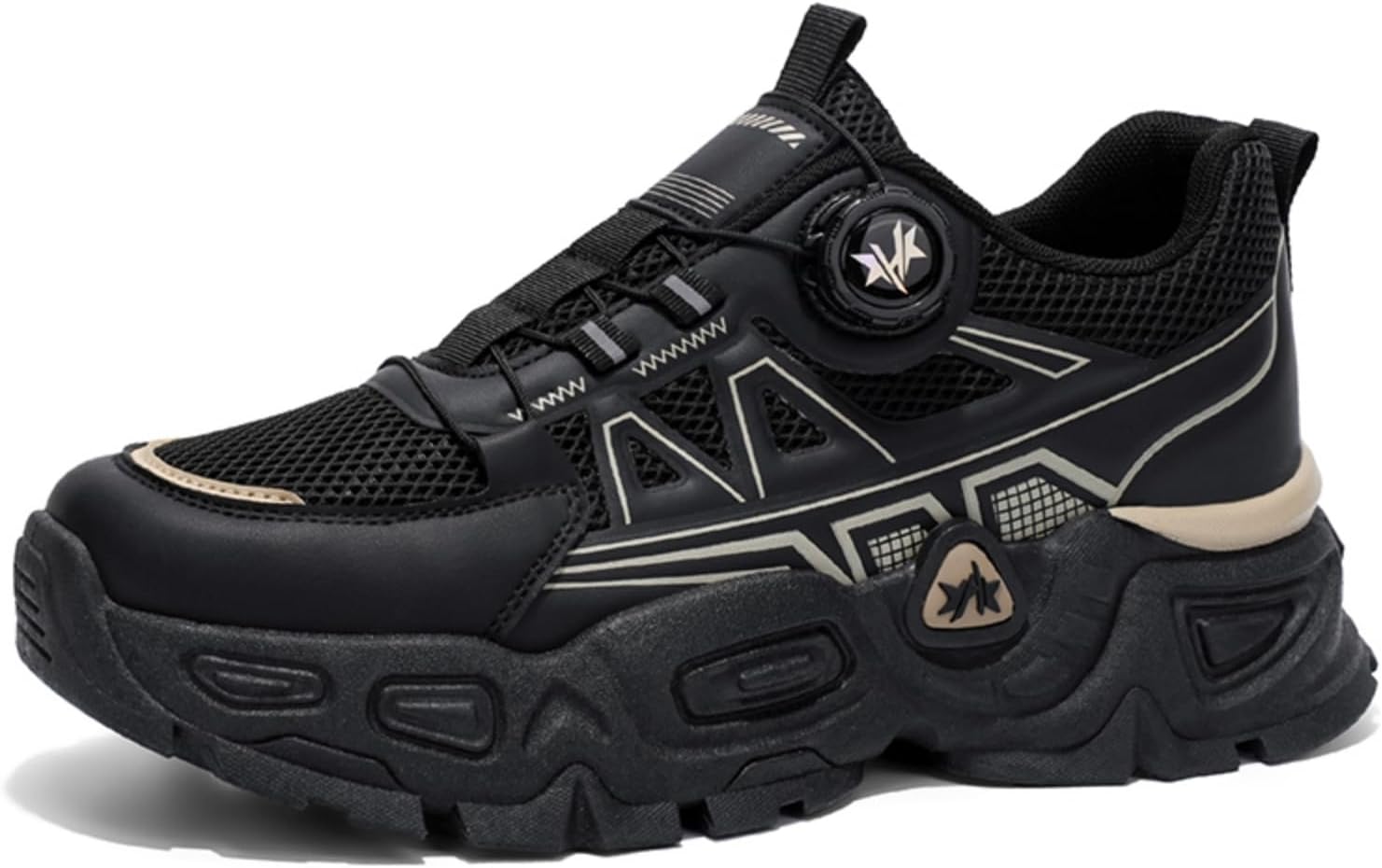 

Мужские массивные кроссовки Aokisx с вращающейся пряжкой, ретро-кроссовки из сетки, дышащие, легкие платформенные «папины» кроссовки для повседневной носки, черный