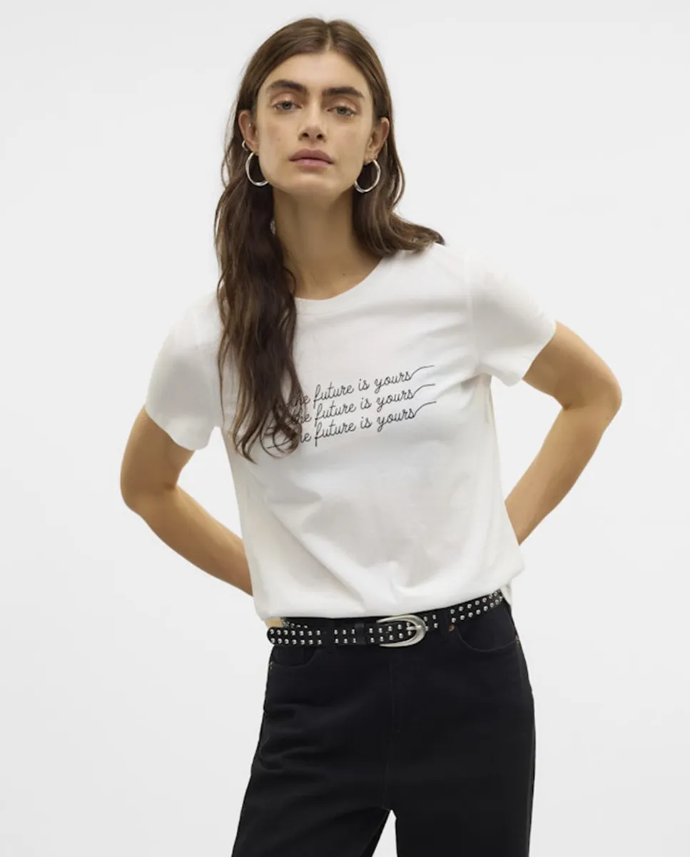 

Женская футболка с коротким рукавом и принтом Vero Moda, белый