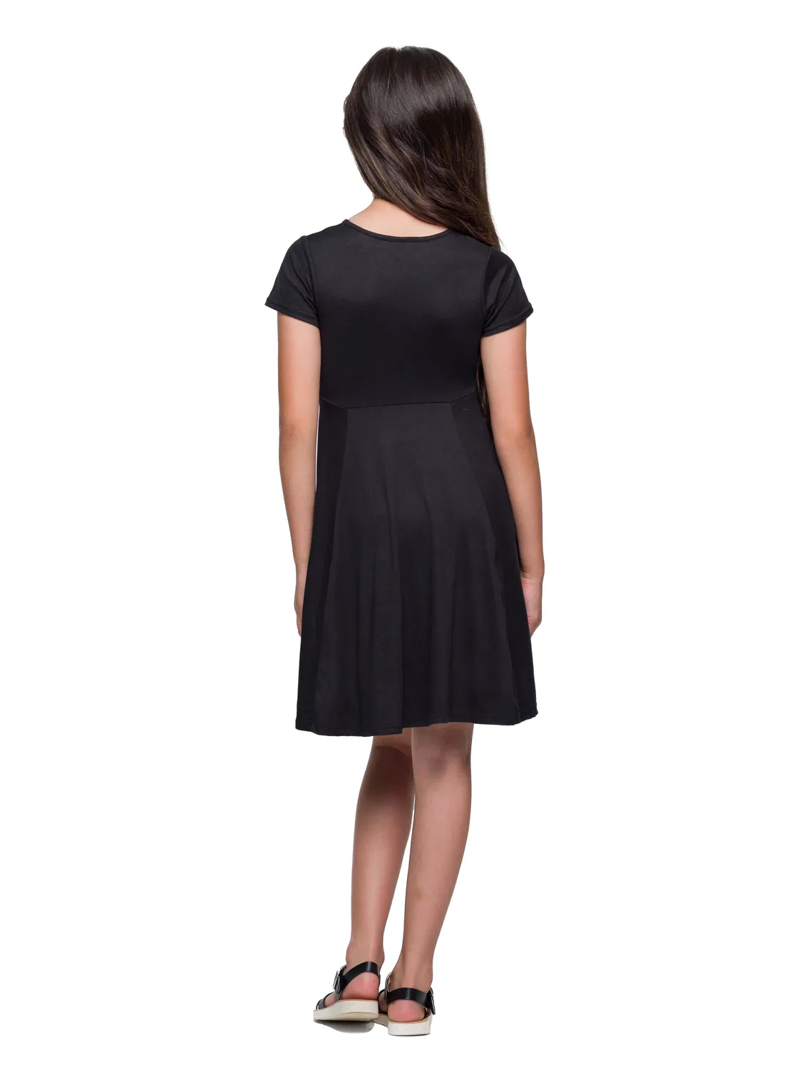 Платье для девочек 24sevenkid с короткими рукавами и свободным кроем 24seven Comfort Apparel, черный — фото 3