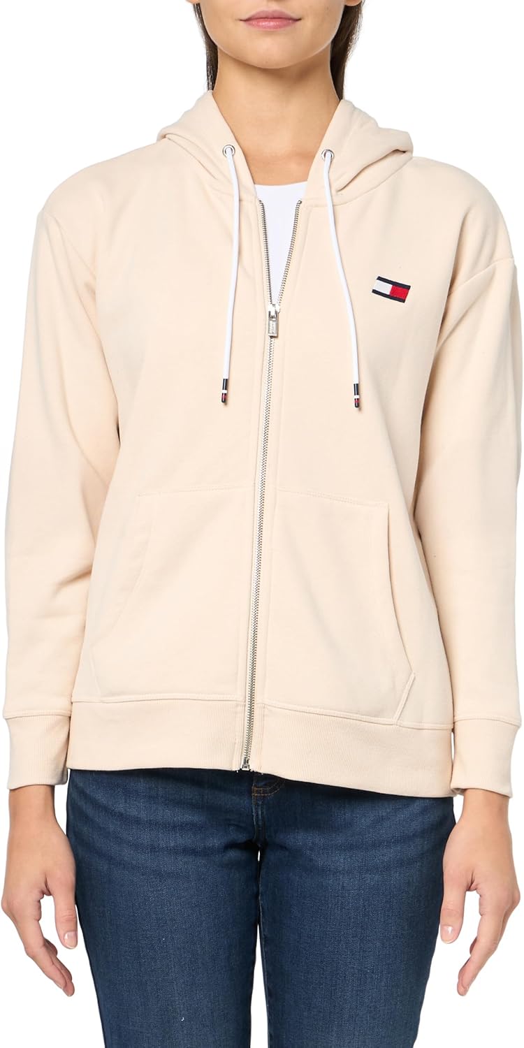 

Женская толстовка с капюшоном и логотипом Tommy Hilfiger на молнии, Pebble