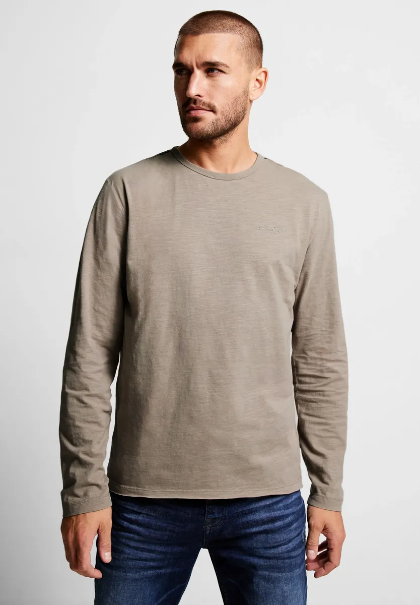 

STREET ONE MEN рубашка с круглым вырезом, однотонная, цвет Dull Sand