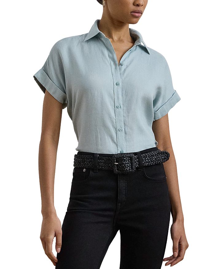 

Льняная рубашка с рукавом долман на пуговицах, Regular & Petite Ralph Lauren, синий