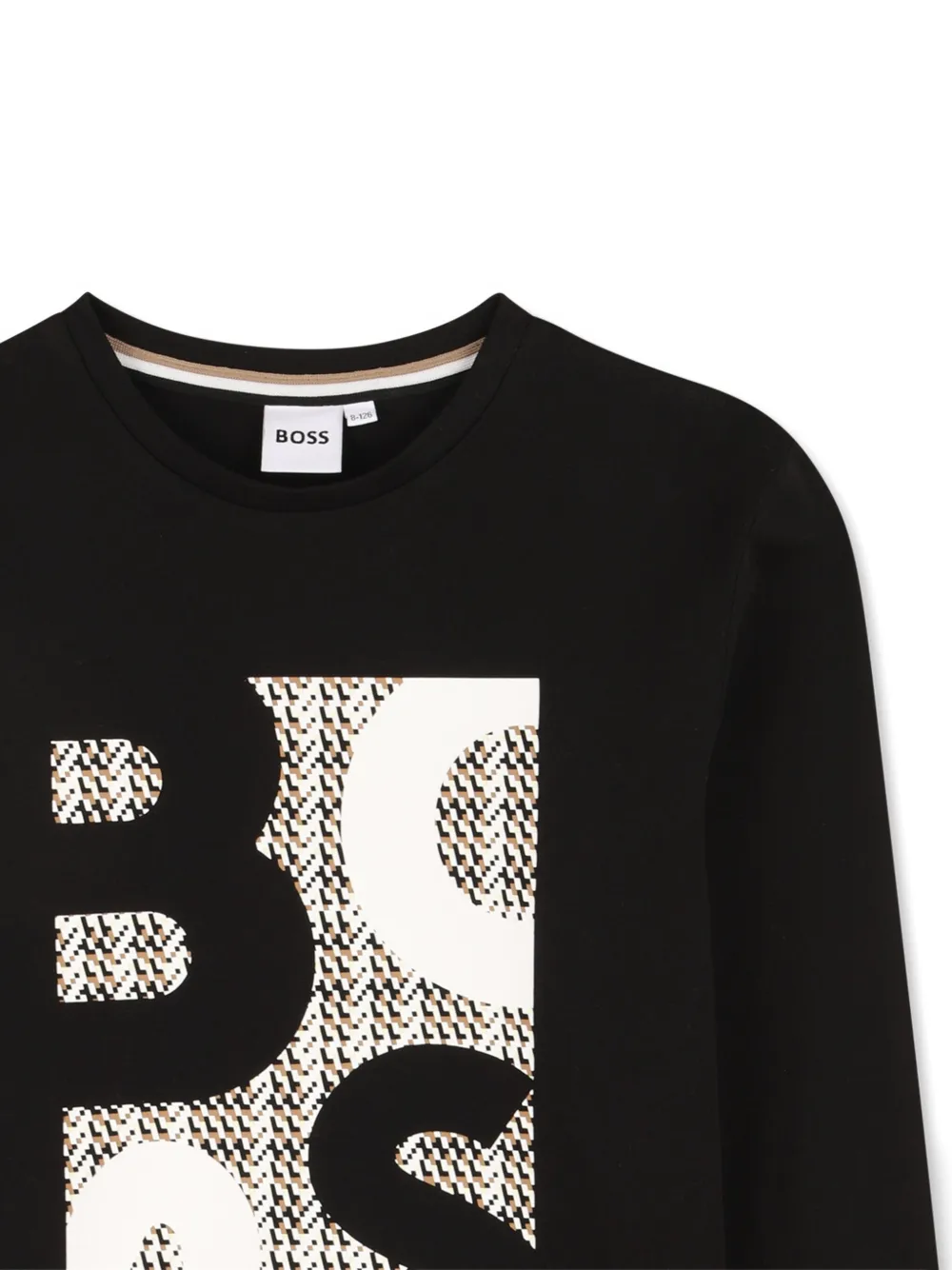 Футболка с длинным рукавом и графическим принтом BOSS Kidswear, черный — фото 2