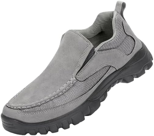 

Мужские кожаные лоферы без шнурков - легкие дышащие повседневные прогулочные туфли для ежедневного ношения и поездок на работу Hhhchpm, серый