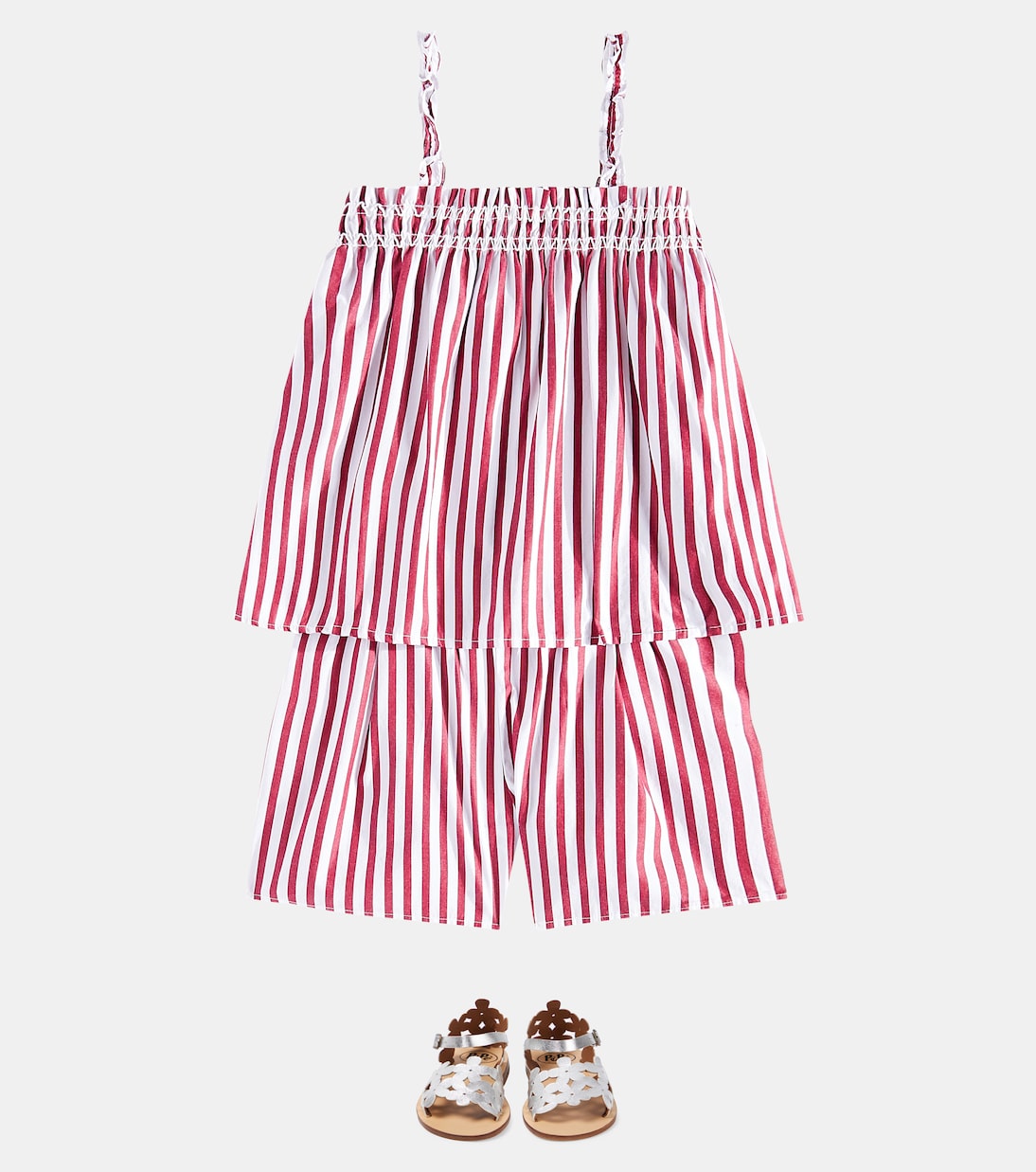 Комплект из хлопкового топа и шорт Polo Ralph Lauren Kids, White Red — фото 2