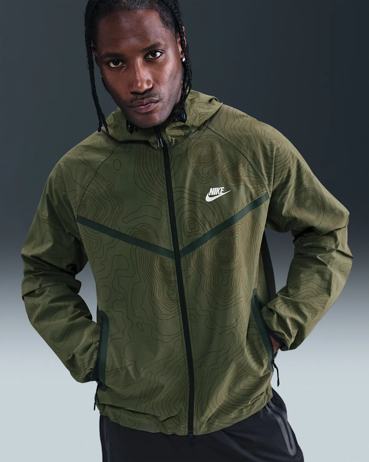 Мужская куртка Windrunner на молнии Nike Tech, Cargo Khaki