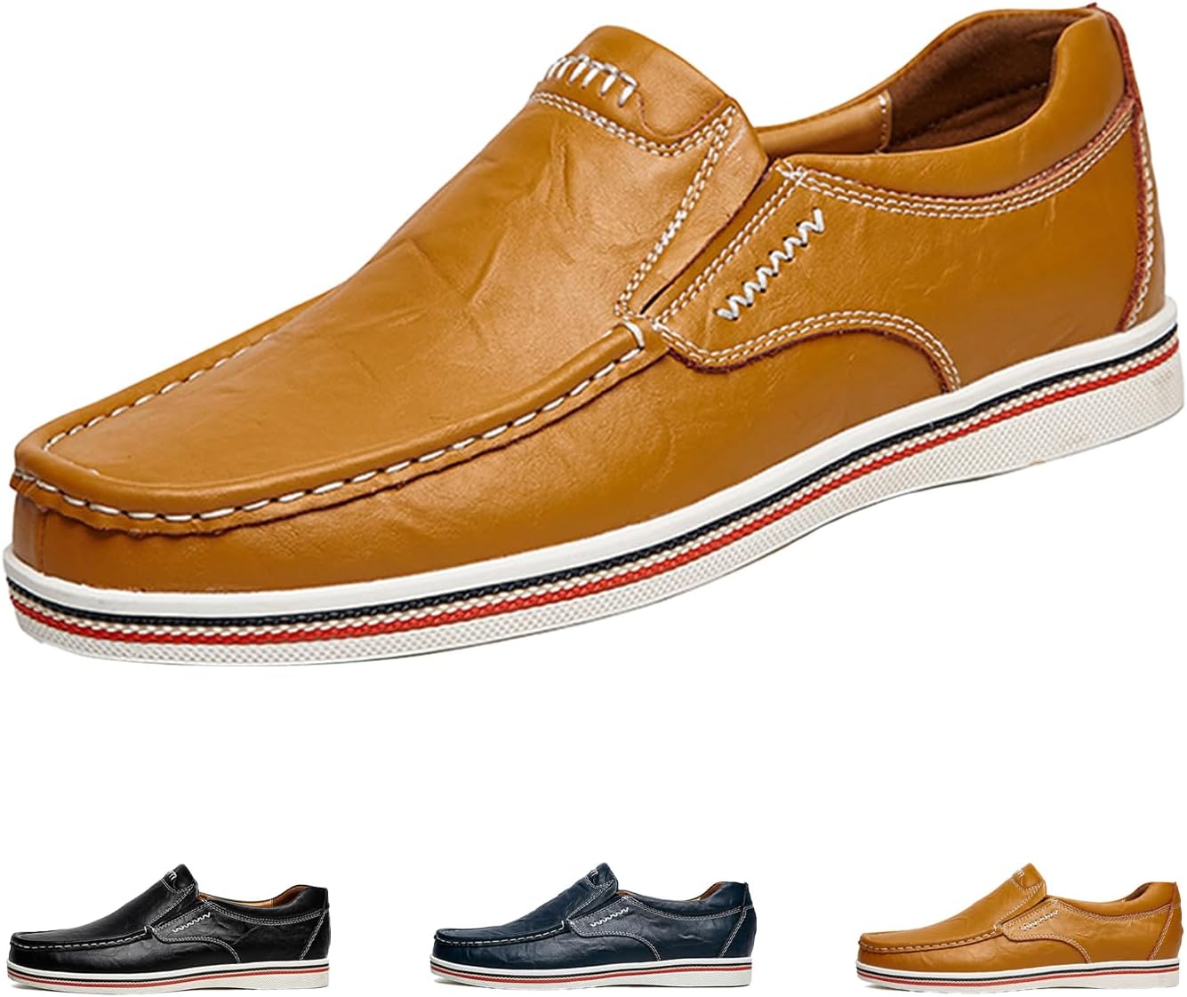 

Мужские кожаные слипоны для повседневной и деловой носки, винтажные модные легкие нескользящие оксфорды для вождения и прогулок Blackeeight, желтый