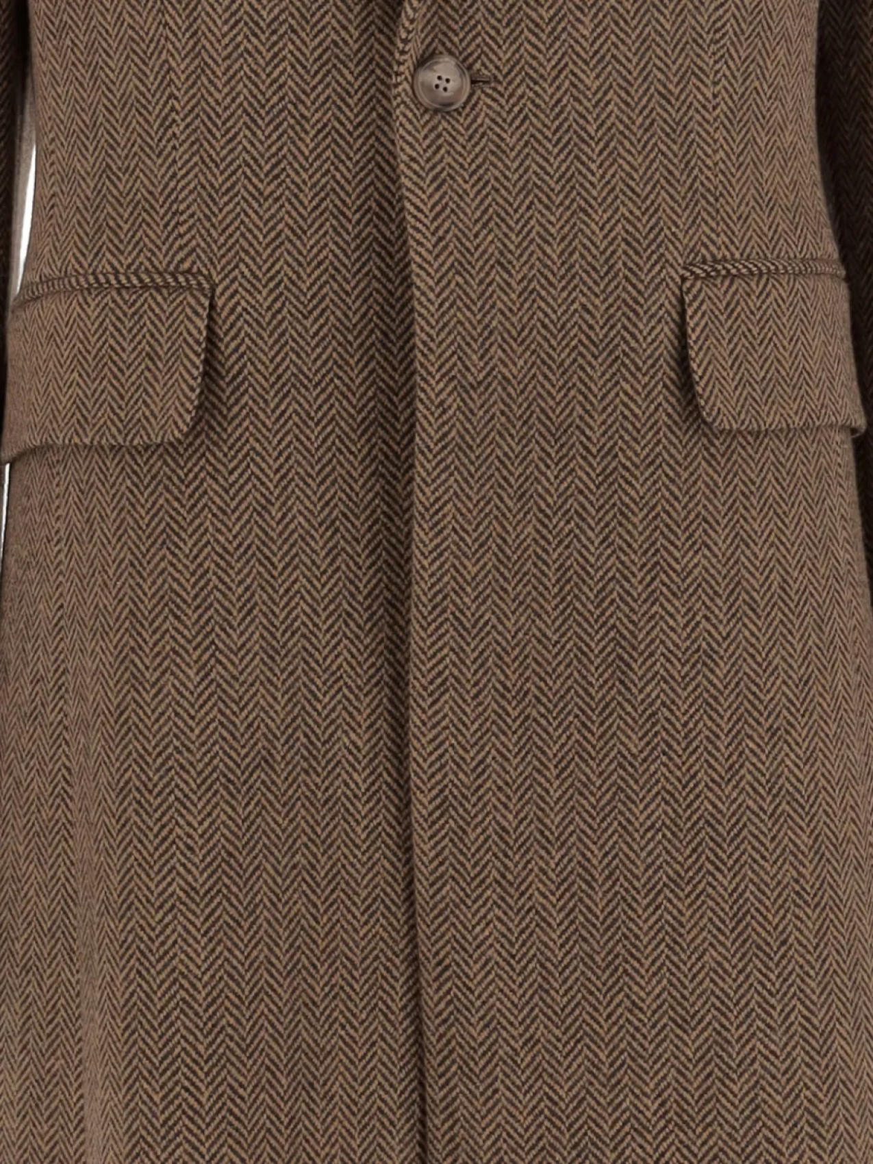 Однобортное пальто с узором «ёлочка» Polo Ralph Lauren, коричневый — фото 3