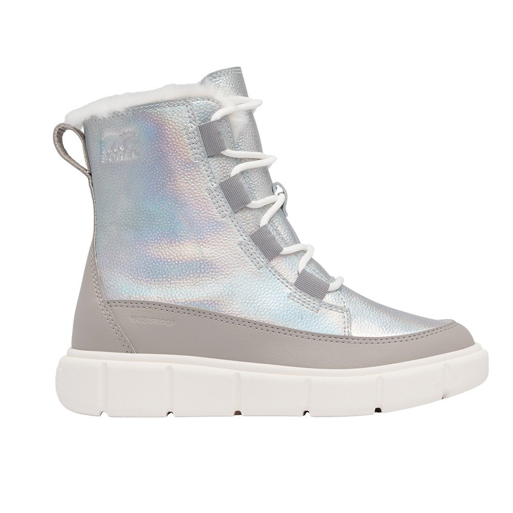 Зимние ботинки Sorel Explorer III на шнуровке (для девочек), Pure Silver/Chrome Grey — фото 4