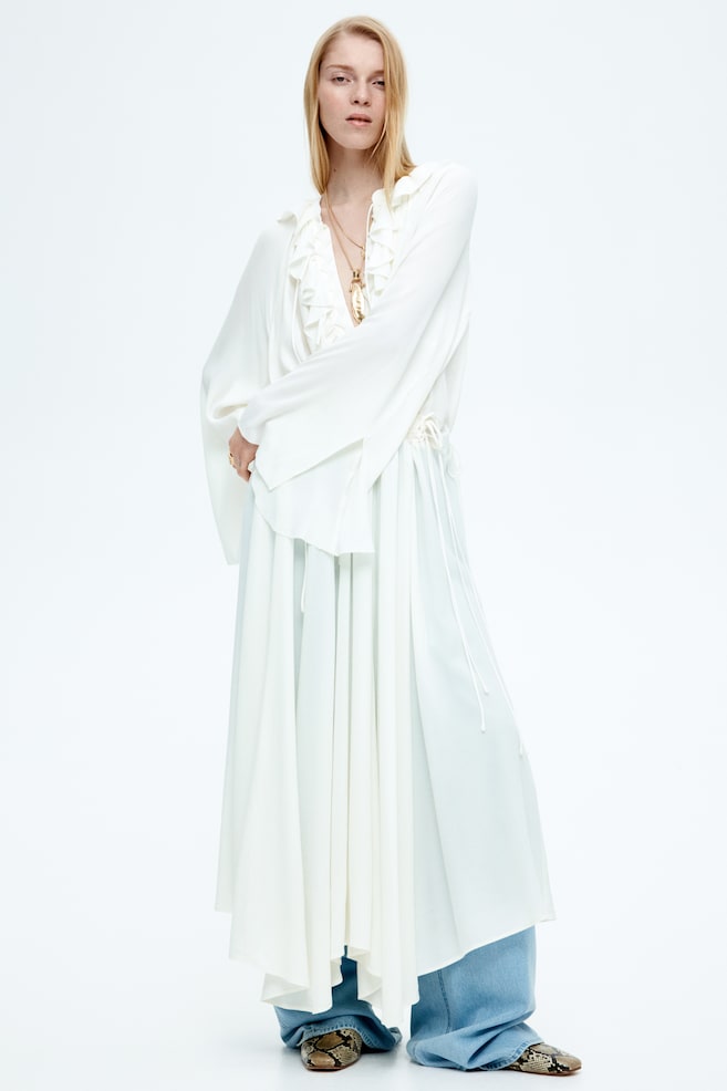 

Платье макси с воланами H&M, белый