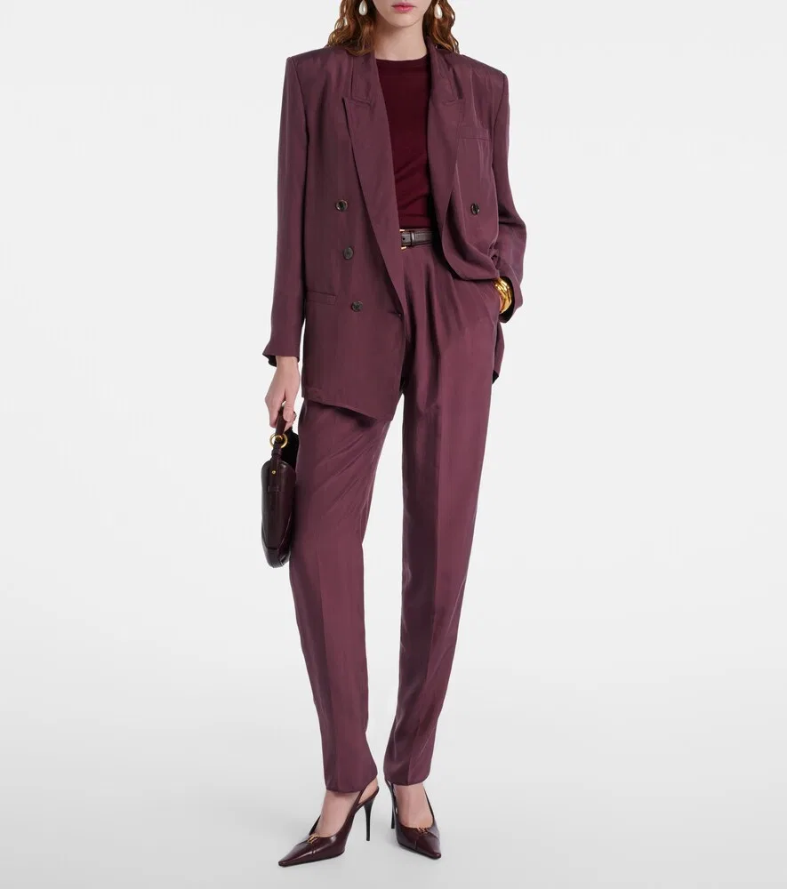Свитер из шерсти, кашемира и шелка Saint Laurent, бургунди — фото 2