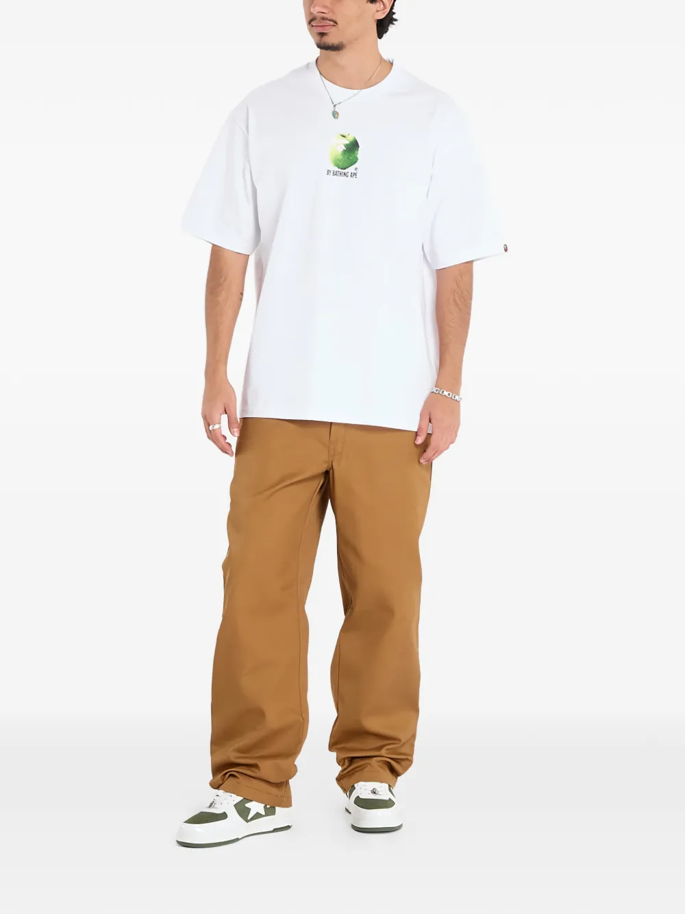 Футболка с принтом в виде яблока A Bathing Ape, белый — фото 2