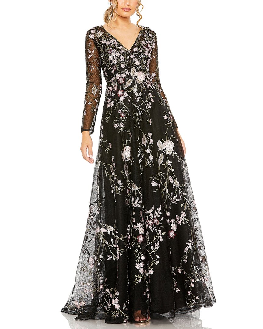 

Платье Mac Duggal с V-образным вырезом и вышивкой, черный
