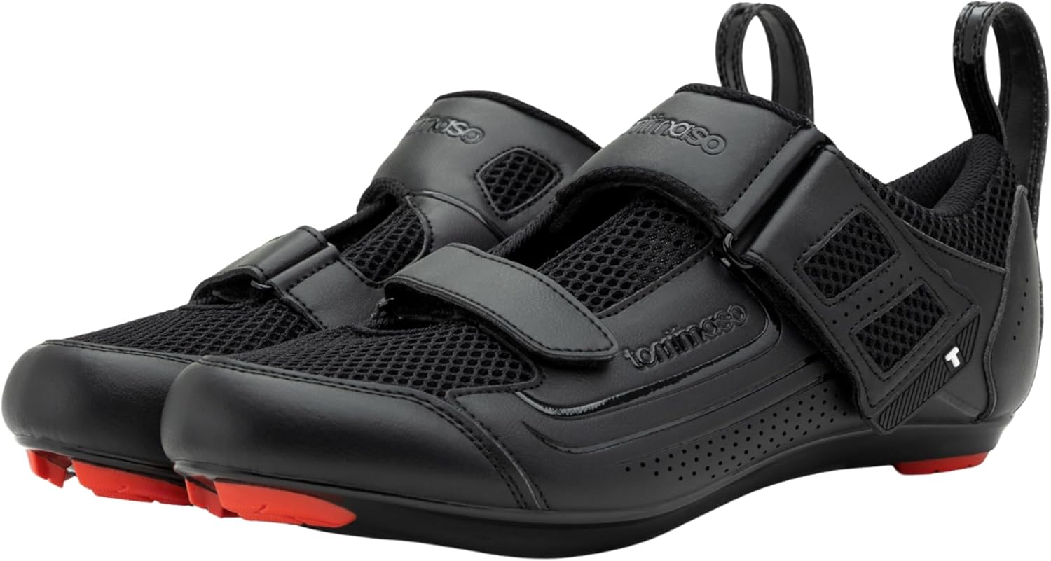 

Велосипедные туфли Tommaso Veloce II - катайтесь с комфортом и стилем - туфли Peloton для триатлона, шоссе и домашнего велоспорта для мужчин и женщин, совместимые с шипами Look Delta, SPD и SPD-SL, белые и черные, черный