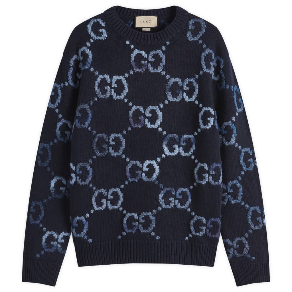 

Джемпер с круглым вырезом Jumbo gg из шерсти Gucci, синий