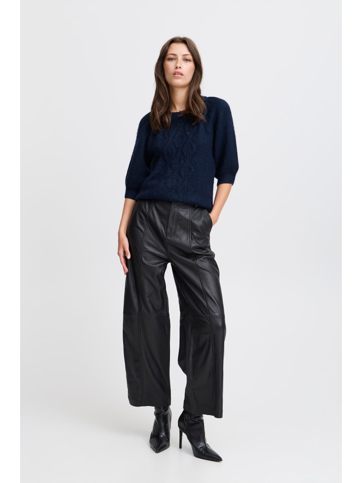 

B. young Вязаный свитер BYOKSANA прямого кроя, темно-синего цвета, напоминающий блейзер