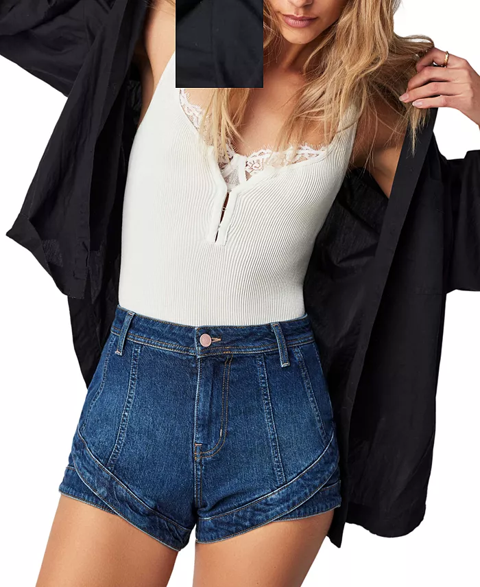 

Женские джинсовые шорты с высокой посадкой Mona Free People, синий
