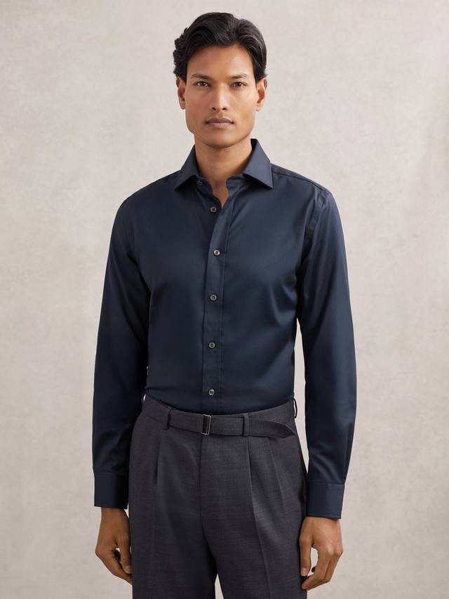 

Рубашка Bishopsgate из хлопковой смеси Reiss, Navy