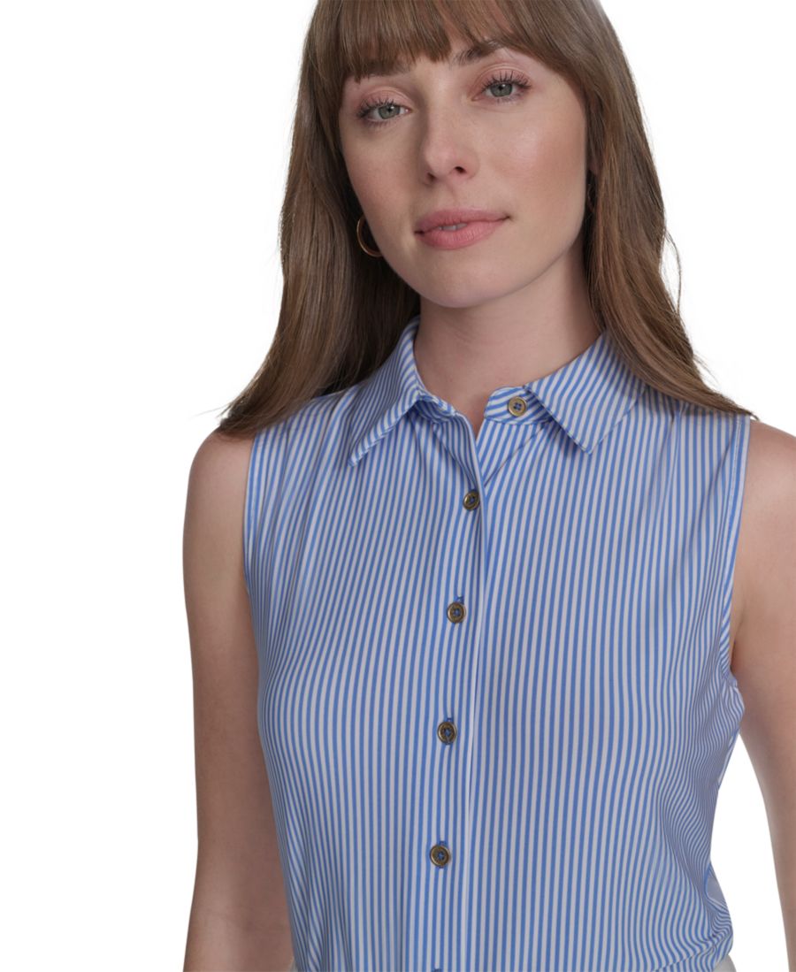 Женская блузка без рукавов в тонкую полоску Tommy Hilfiger, French Blue/Ivory — фото 4