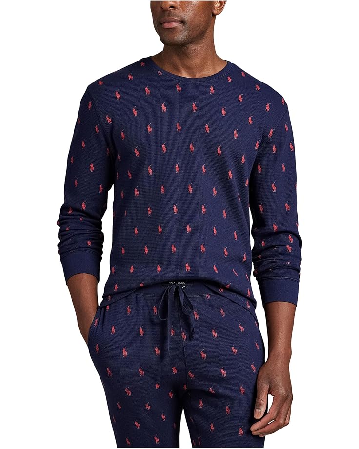 

Мужская пижама Polo Ralph Lauren Printed Waffle Long Sleeve Crew с принтом по всей поверхности, Cruise Navy