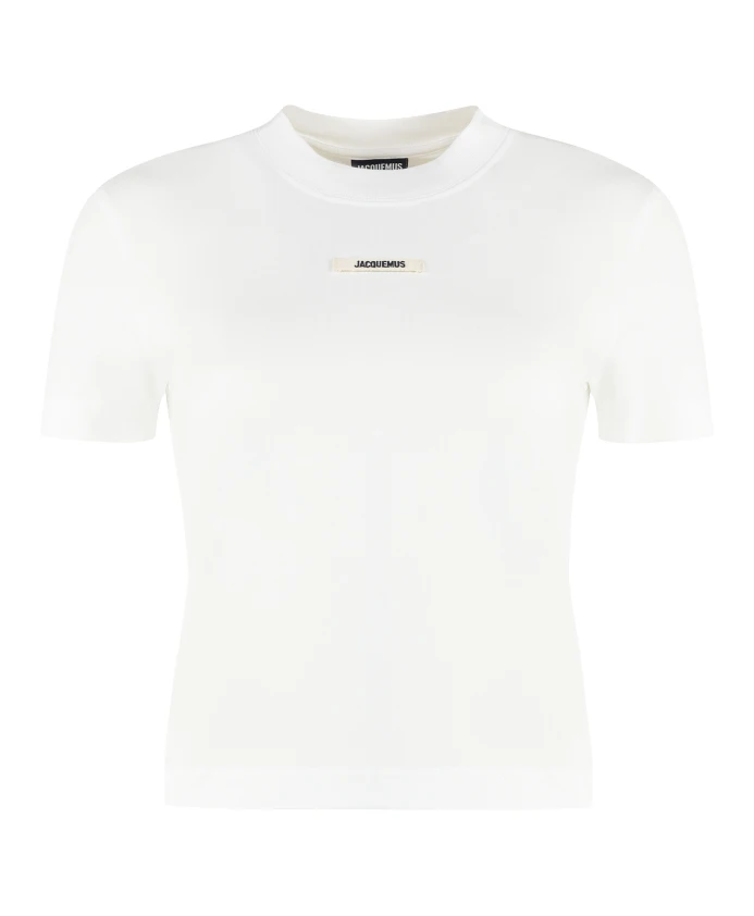 

Ребристая футболка с круглым вырезом из смесовой хлопковой ткани. Jacquemus, белый