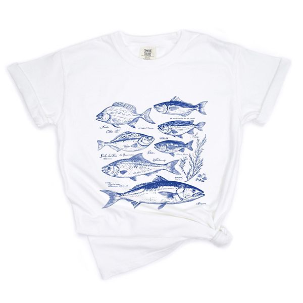 

Винтажная футболка с принтом Vintage fish для женщин Simply Sage Market, White