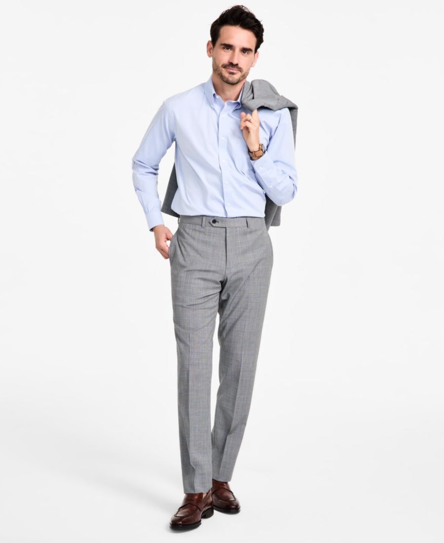 

Мужские классические брюки из шерстяной эластичной ткани с клетчатым узором Brooks Brothers, Grey