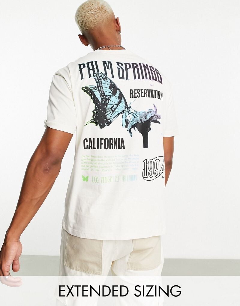 

Свободная белая футболка с изображением бабочки на спине ASOS DESIGN