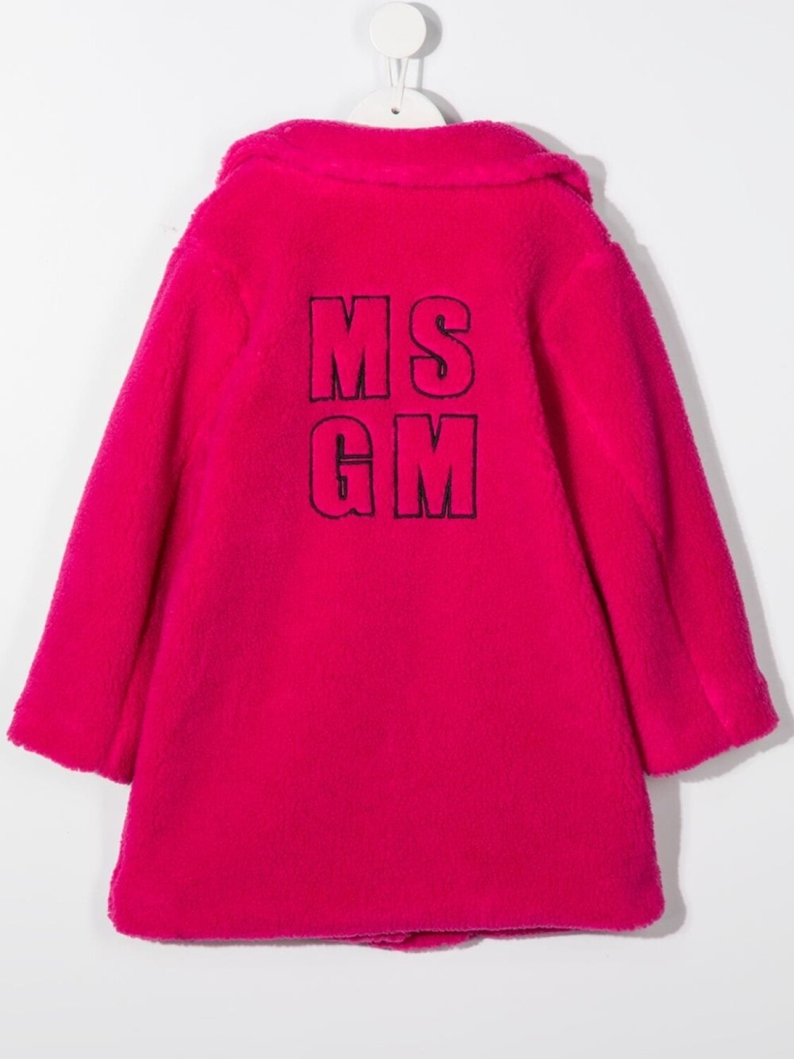 MSGM Kids шуба из искусственного меха с вышитым логотипом, розовый — фото 2