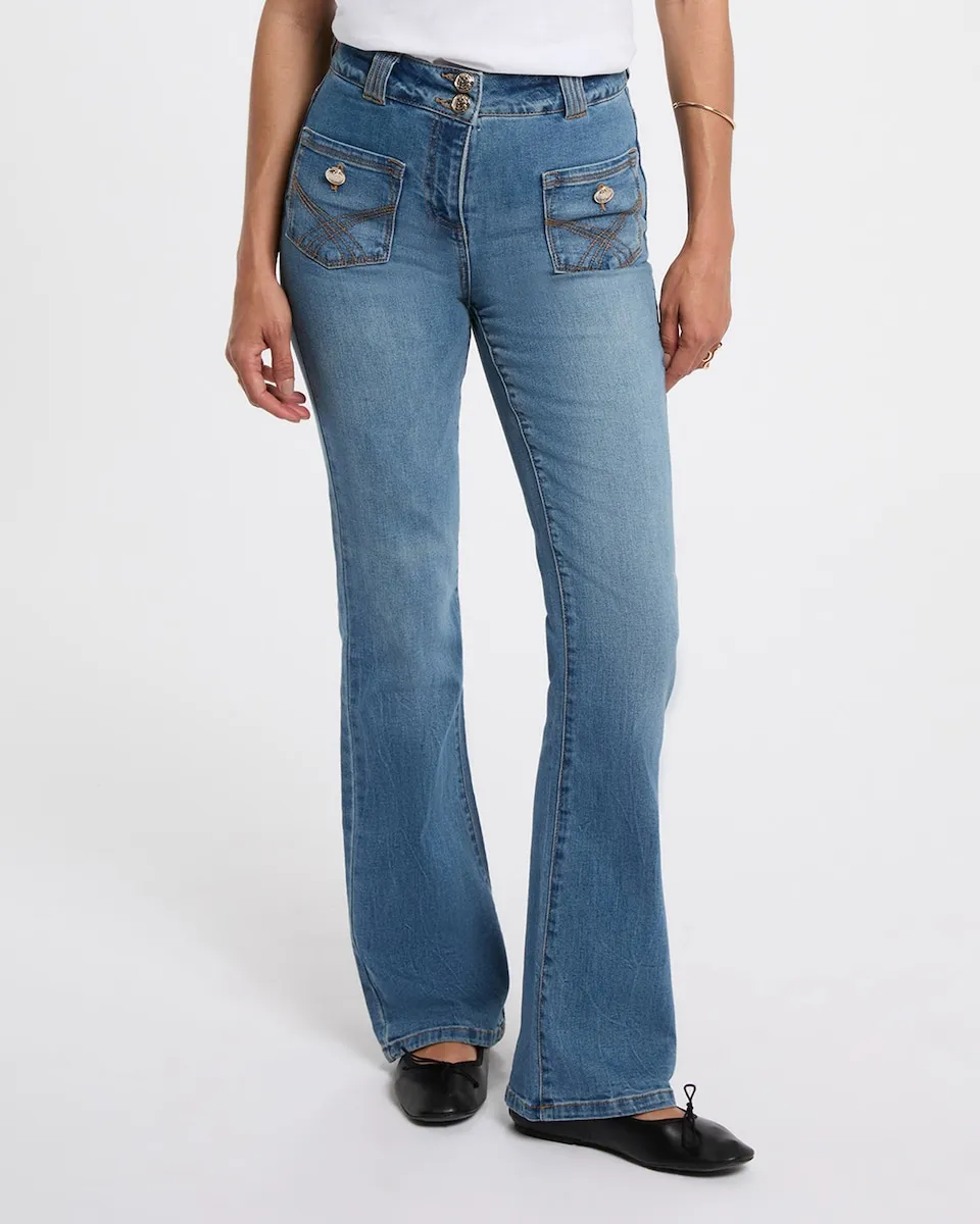 

Женские джинсы-клеш с вышивкой Morgan, синий