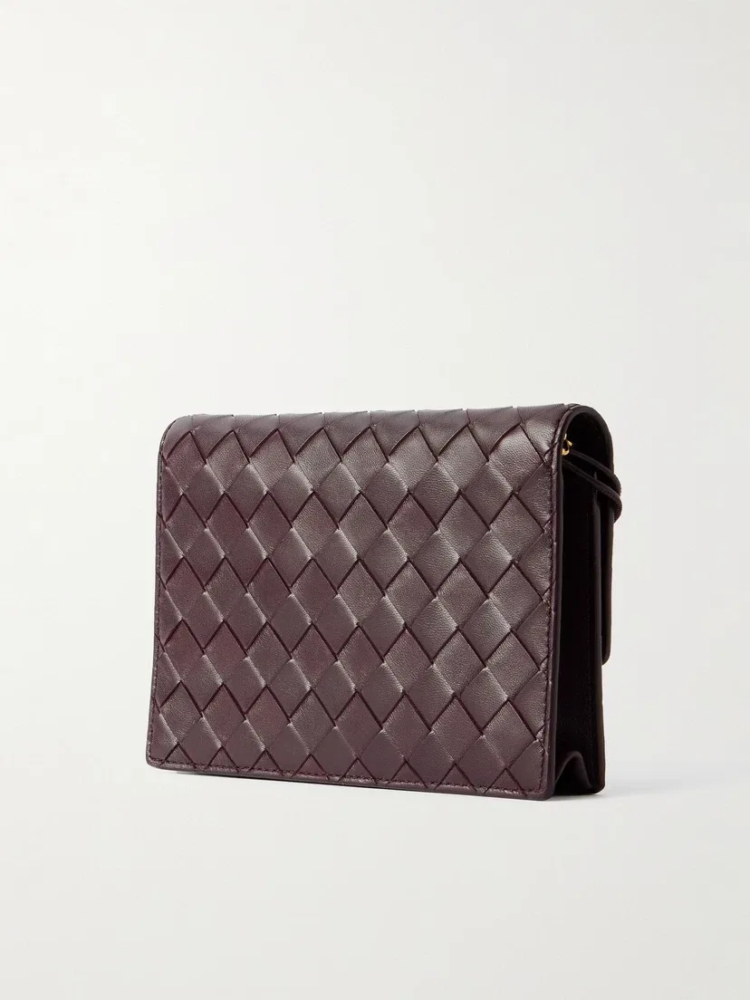 Кожаный чехол Intrecciato BOTTEGA VENETA, бордовый — фото 3